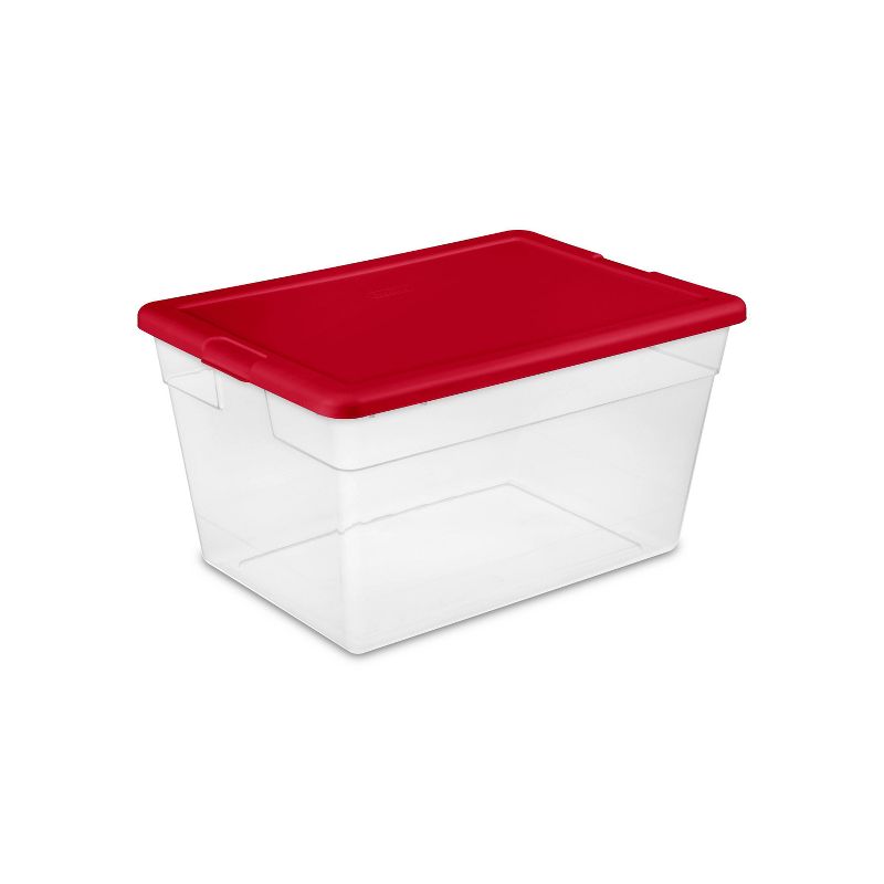Sterilite 56qt Non Latching Bin with Lid Red/Green