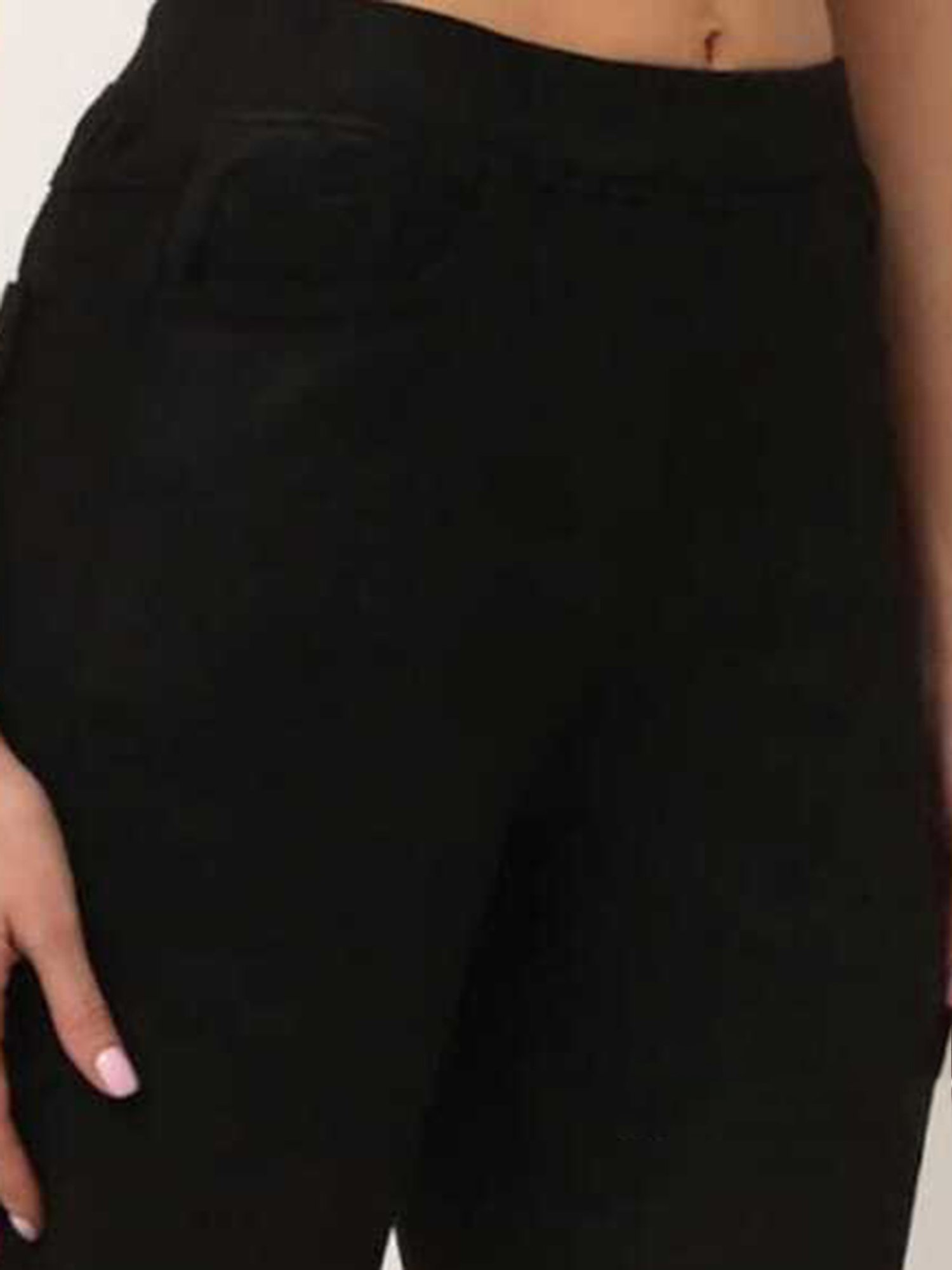 Broadstar Black Straight Fit High Rise Trousers