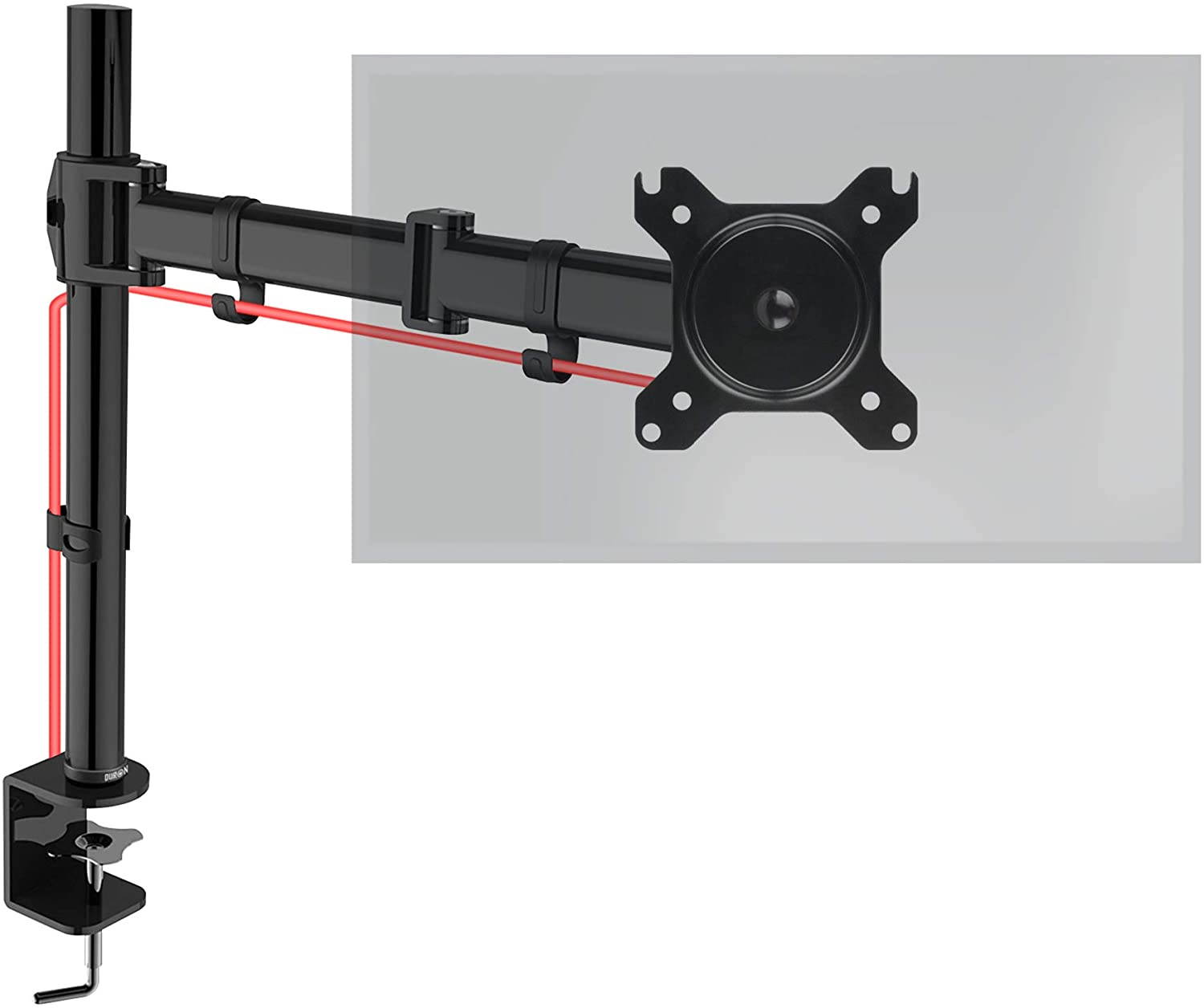 Duronic DM251X3 PC Monitor Arm Stand Desk Mount Bracket Clamp Single LCD | LED |13"-27" (Tilt &plusmn;45&deg;|Swivel 90&deg;|Rotate 360&deg;)
