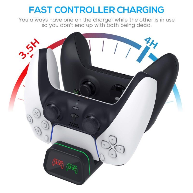Dual Controller Charger for PS5/ Xbox Series S&X/ Nintendo Switch /Xbox Elite 2/ Google Controllers, Multifunctional Controller Charging Station for PlayStation5 Dualsense, Dual USB Fast Charging Dock