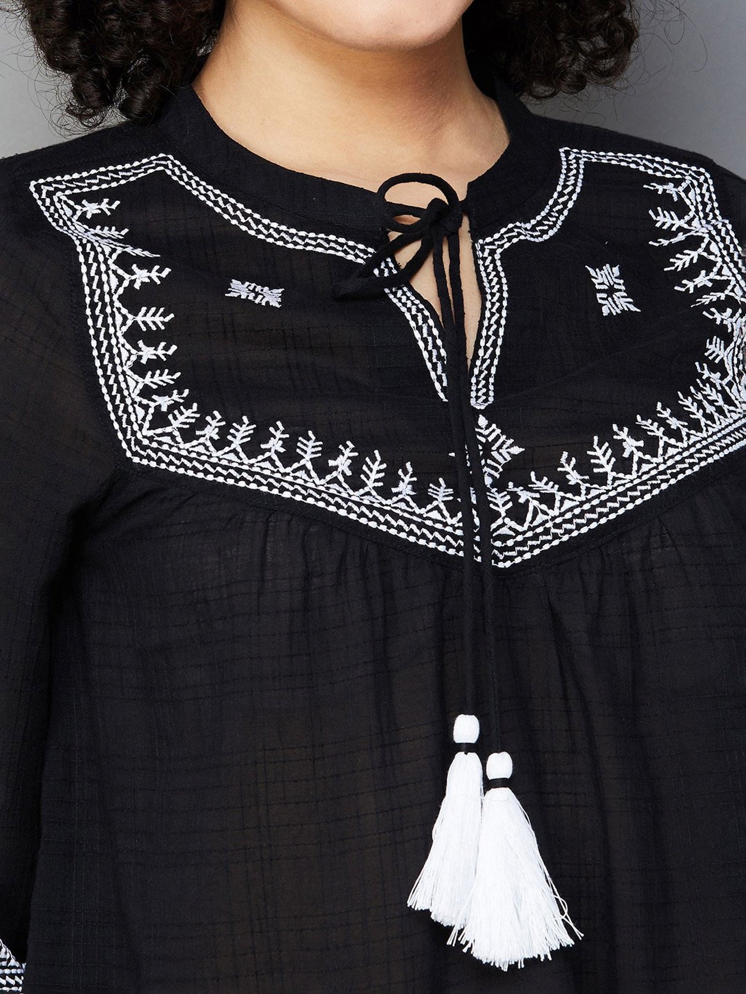 Fame Forever by Lifestyle Black Embroidered Top