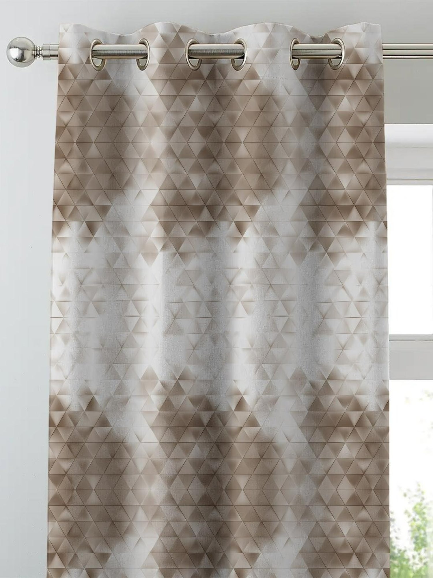 SPACES DRAPE STORY Digital Print Brown & White Polyester 5 ft Window Curtains - Set of 2