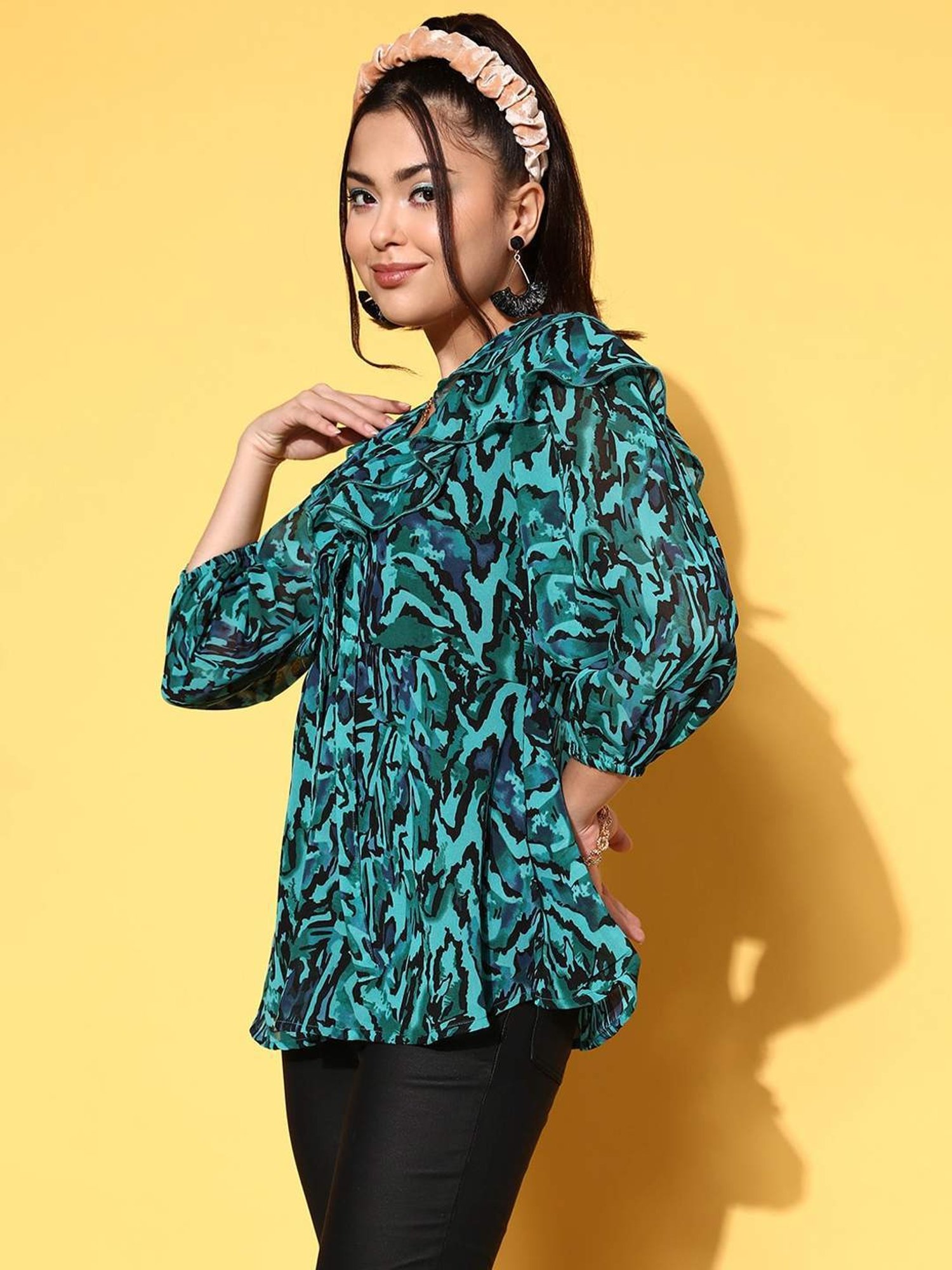 Melon by PlusS Green Printed Top