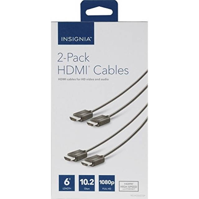 Insignia - 6' 4K UltraHD HDMI Cable (2-pack) - Black NS-HG06572P
