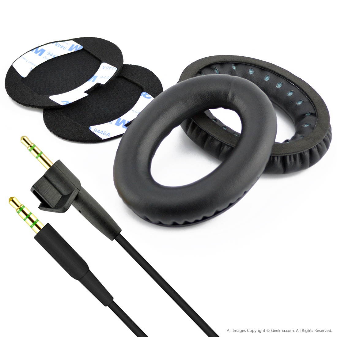 Replacement Earpad Ear Pad Cushions and Replacement Audio Cable (With Mic and Volumn Control) for Bose AE2, AE2i, AE2w Headphone (Cable + Earpad)