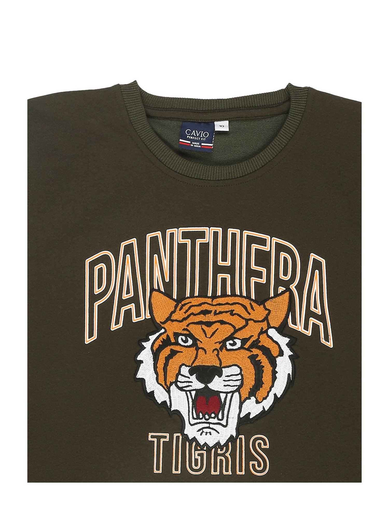 Cavio Kids Olive Printed Full Sleeves T-Shirt