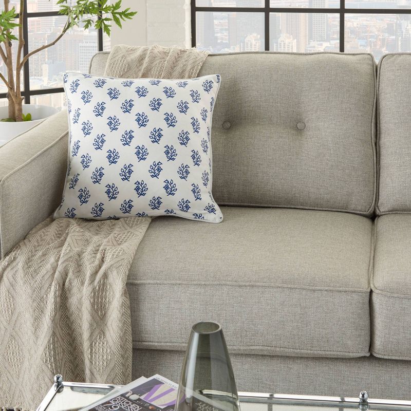 18"x18" Life Styles Printed Branches Square Throw Pillow Blue - Mina Victory