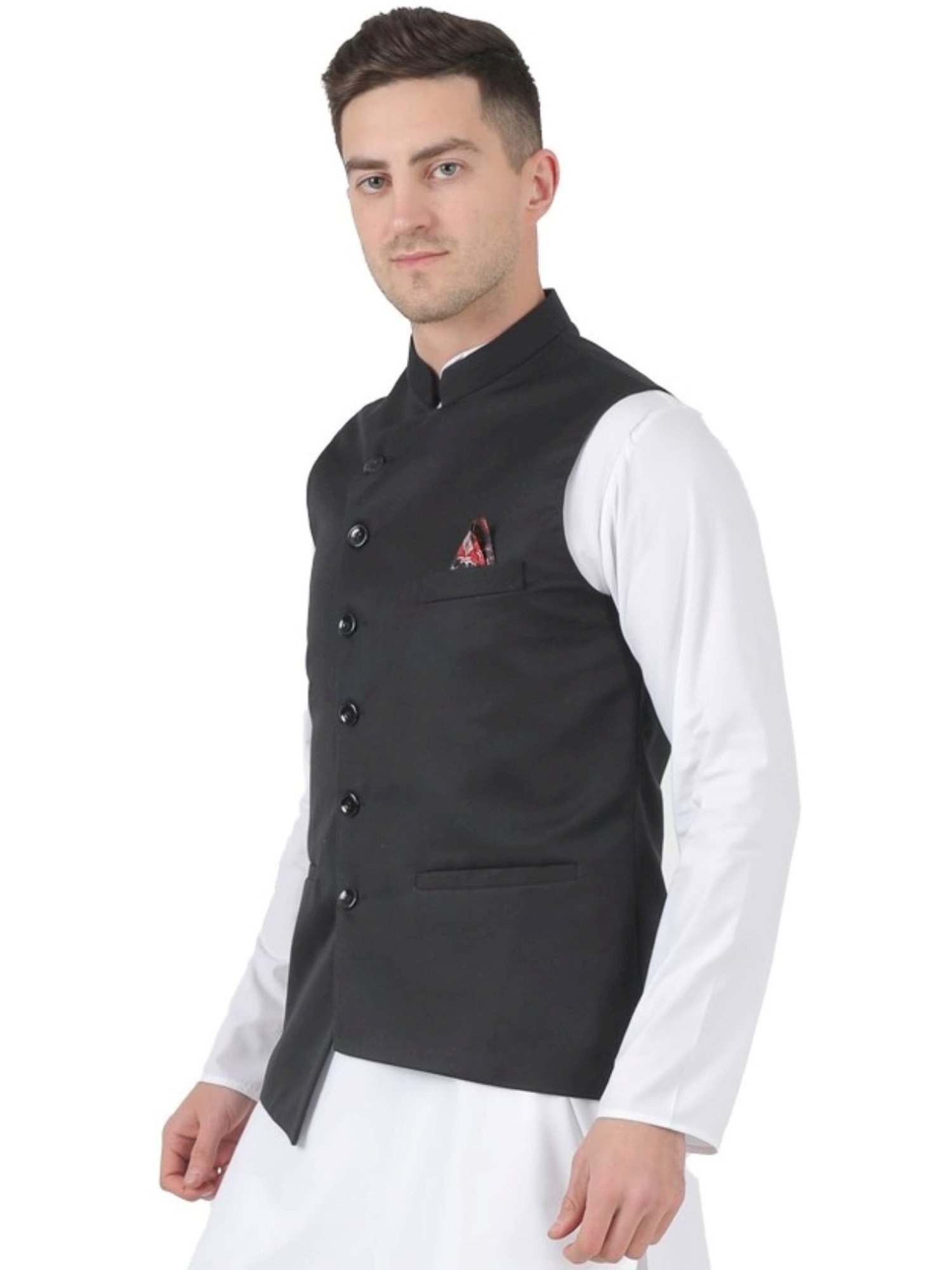 Tahvo Black Slim Fit Nehru Jacket