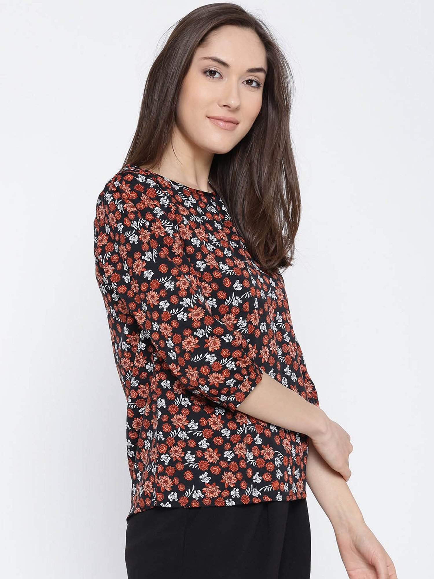 Sera Black Printed Top