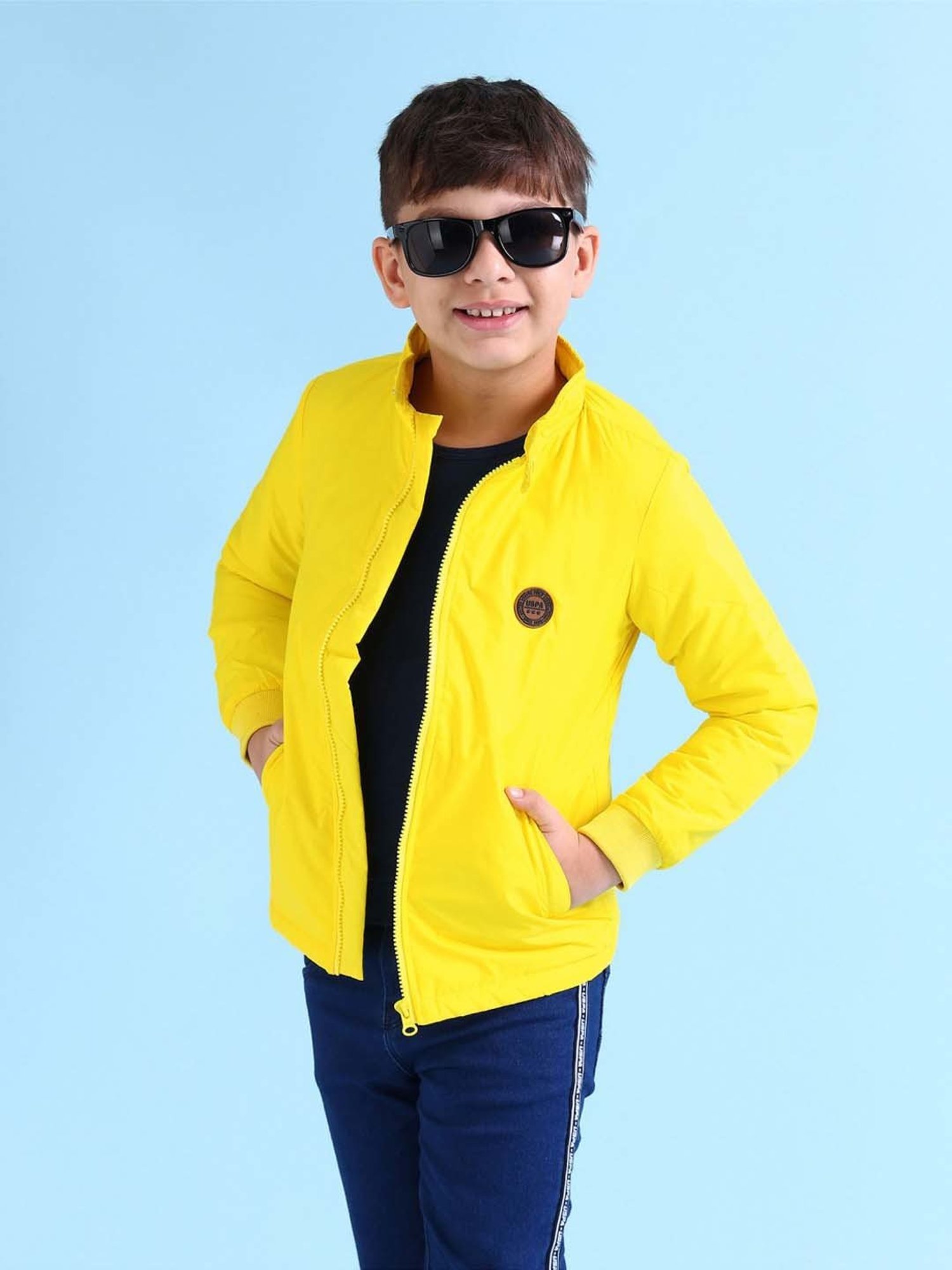Allen Solly Junior Navy & Green Color Block Full Sleeves Jacket