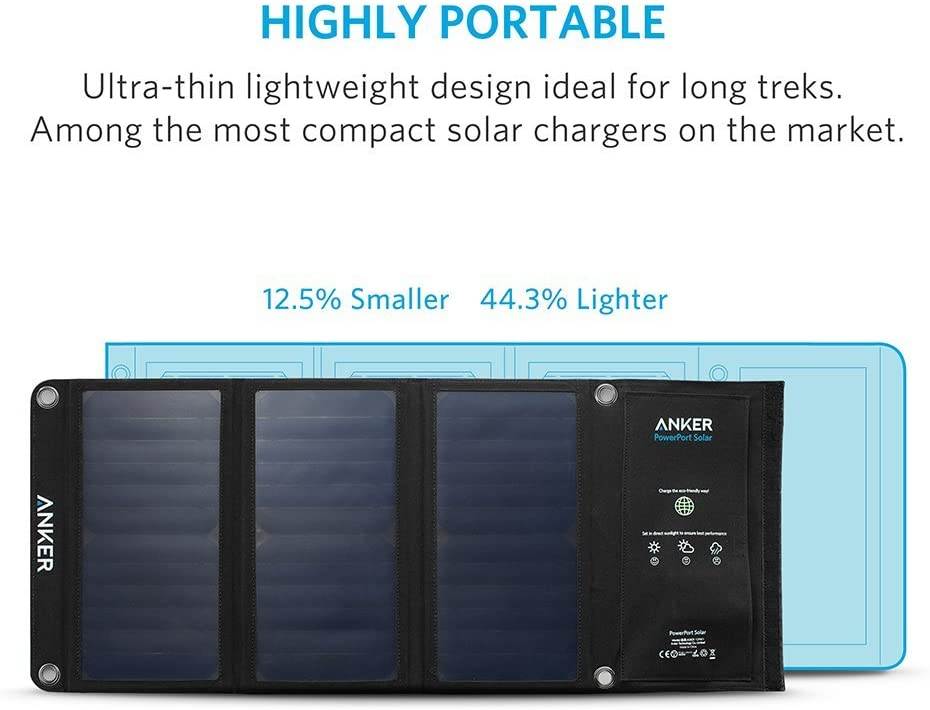 Solar Panel, Anker 21W 2-Port USB Portable Solar Charger with Foldable Panel, PowerPort Solar for iPhone 11/Xs/XS Max/XR/X/8/7, iPad Pro/Air/Mini, Galaxy S9/S8/S7/S6, and More