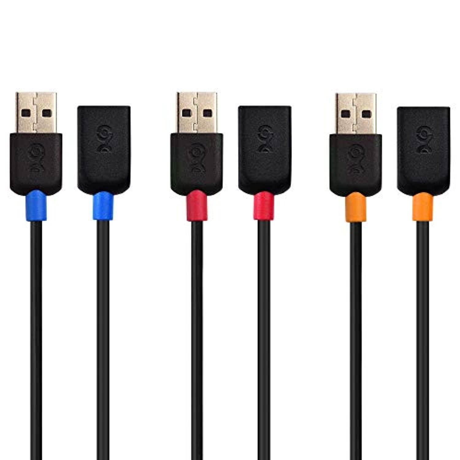 cable matters 3-pack usb to usb extension cable (male to female usb extender cable) - 3 feet
