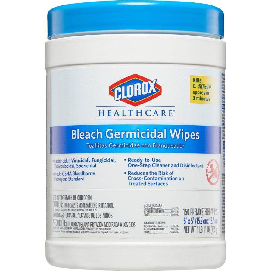Germicidal Wipes, 6 X 5, Unscented, 150/Canister
