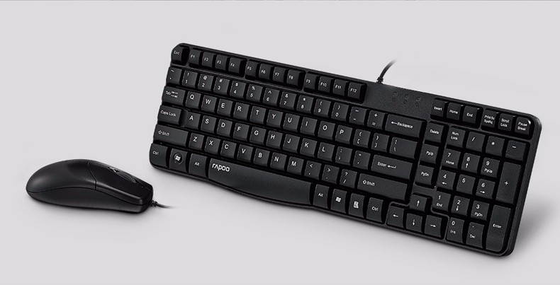 Rapoo X120 Wired Mute Mouse and Keyboard Set USB Port for Laptop Desktop PC Notebook Spill-resistant Design