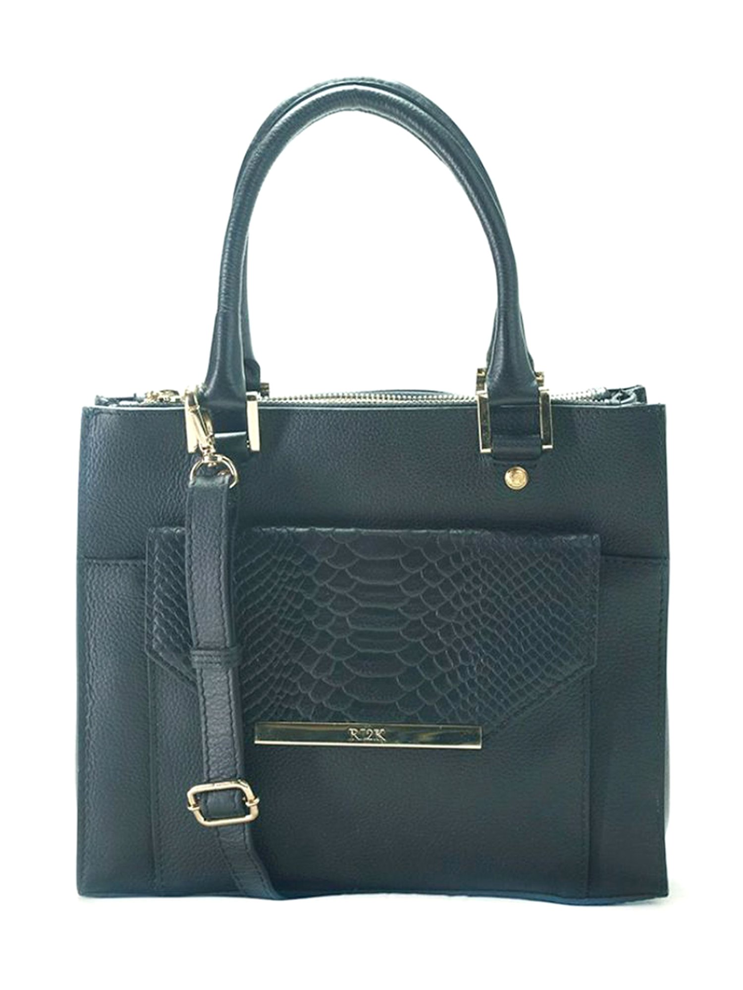RI2K London Black Leather Large Animal Effect Handbag