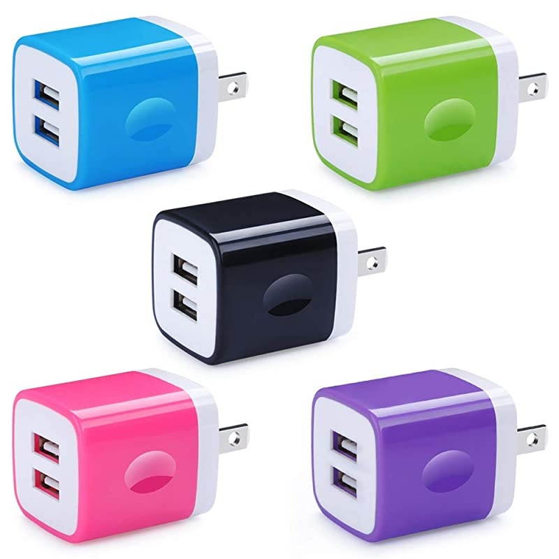 5 Pack USB Charger Wall Plug  Dual Port 21A USB Phone Charger Adapter Block Box Replacement Fast Charging Plug Compatible for iPhone Xs iPad Samsung Galaxy S20 Moto Google Pixel and More