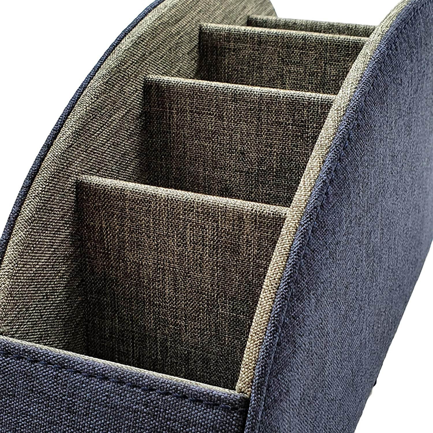 Fabric Remote Control Holder Storage Caddy and Desk Organiser 5 Compartments for TV, DVD, Blu-Ray Remotes - CEG10 Fine Fabric Pepper Red by Connected Essentials (Oxford Blue)
