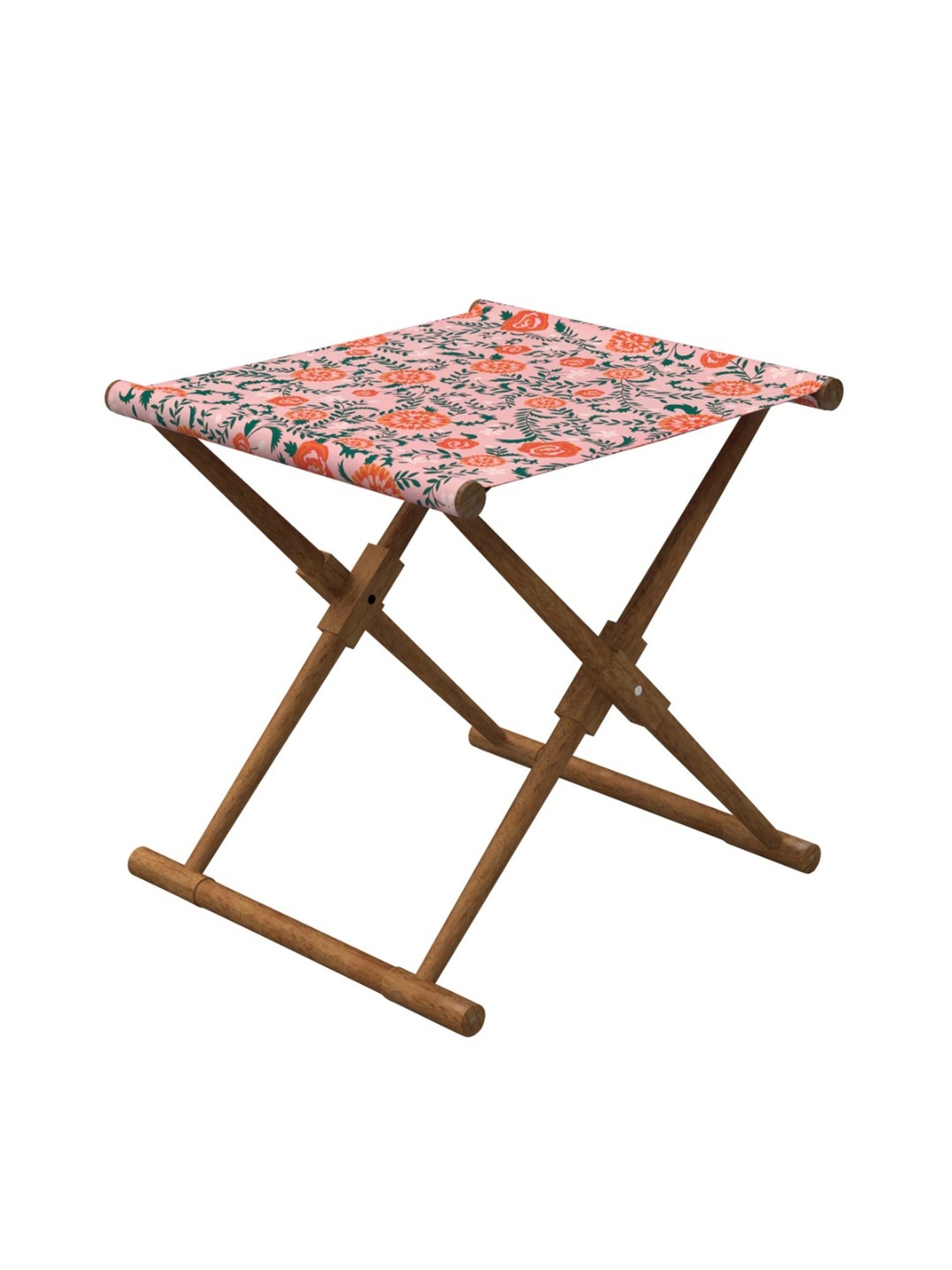 Chumbak French Sahara Solid Mustard Yellow Wood Ottoman