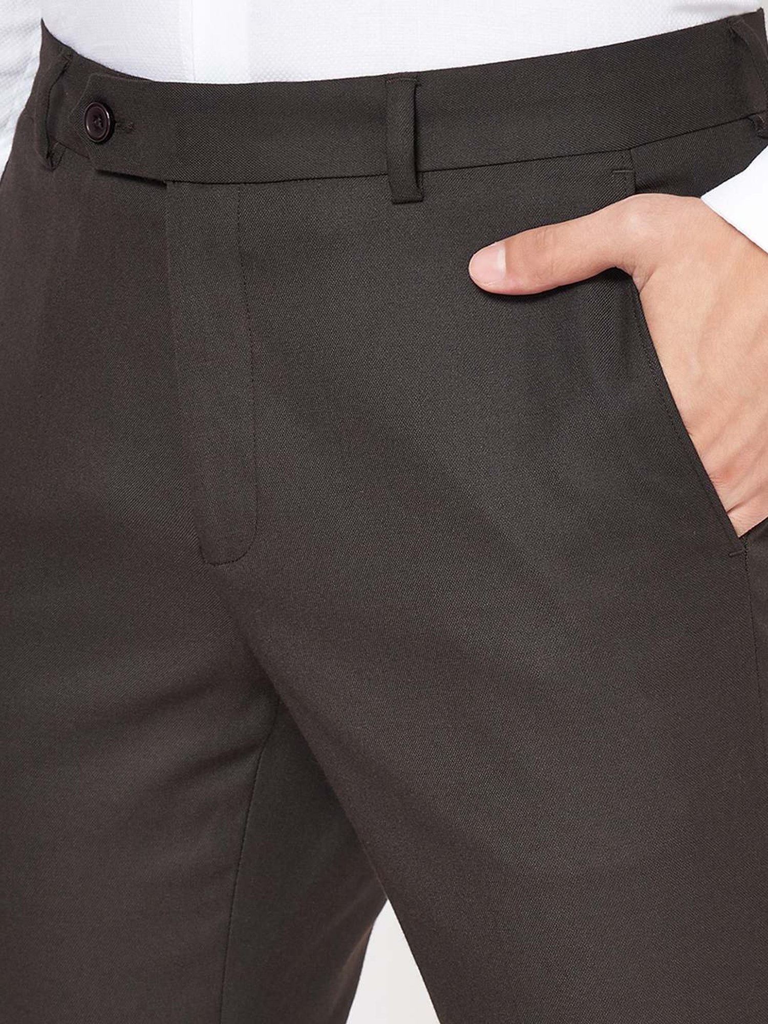 Byford By Pantaloons Brown Slim Fit Trousers