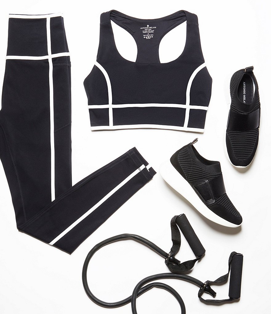 Antonio Melani Action Long Line Medium Impact Contrast Trim Sports Bra