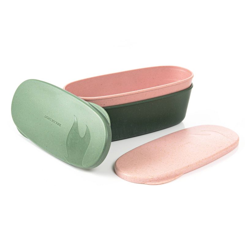 2pk Plastic SnapBox Lunch Set Green/Pink - Light My Fire of Sweden