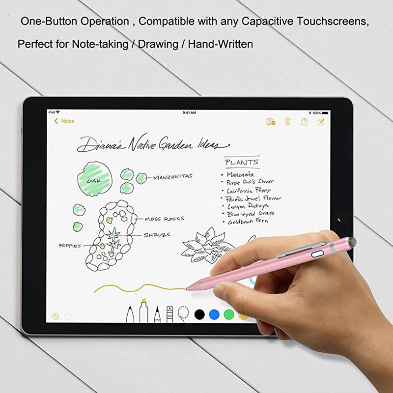 Stylus Digital Pen for Touch Screens 145mm fine Elastic Tip Rechargeable Pencil Compatible for iPad iPhone Samsung Phone TabletsiOSAndroid for DrawingWriting Capactive PenRose Gold