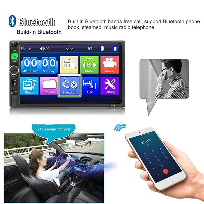 Din Car Stereo 2 Din Car Radio 7quot HD Touch Screen Car Radio Bluetooth Indash Car Radio USB TF USB AUX FM Mirror Link Car MP5 Multimedia Player 2din Autoradio12 LED Car Backup Camera