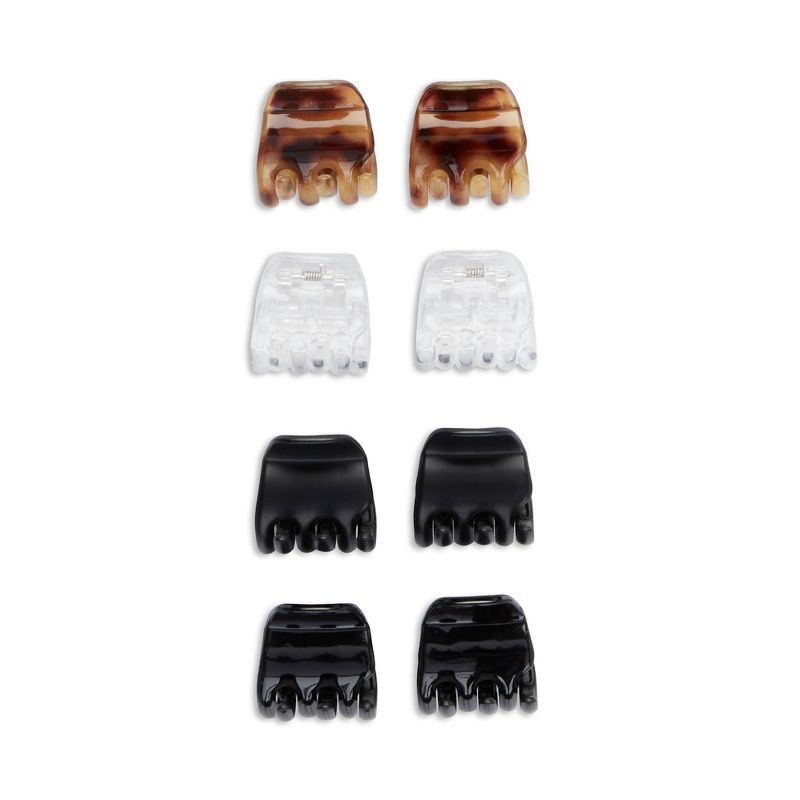 scunci Basics Jaw Clips - Mini Clear/Brown/Black - 8pk