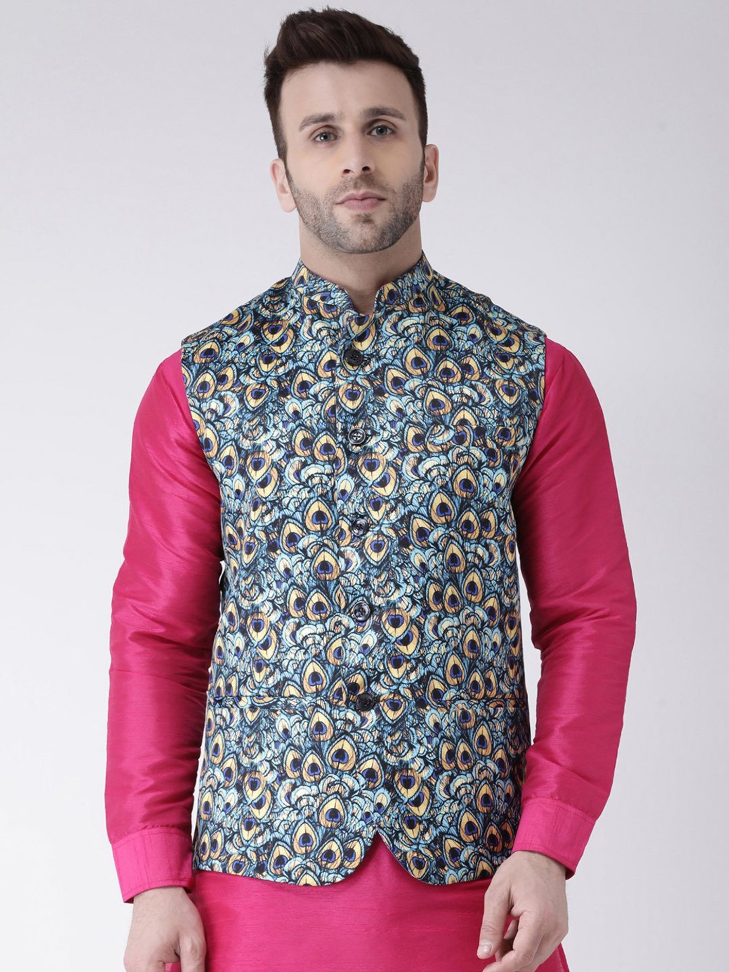 Hangup Plus Multicolor Regular Fit Printed Nehru Jacket
