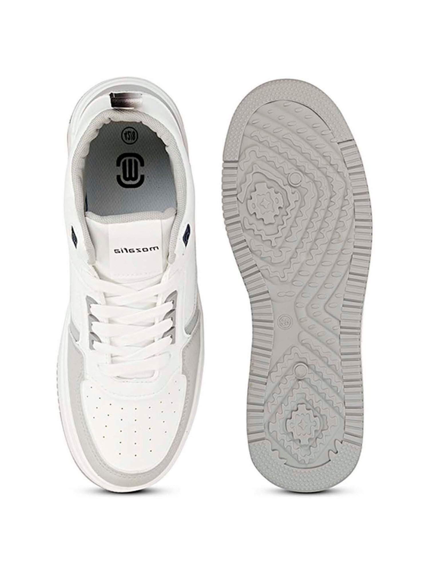 Mozafia Men's White & Grey Ankle High Sneakers