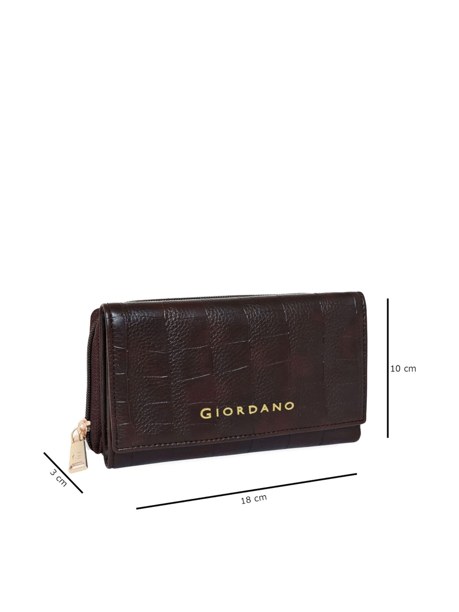 Giordano Brown Textured Tri-Fold Wallet for Women