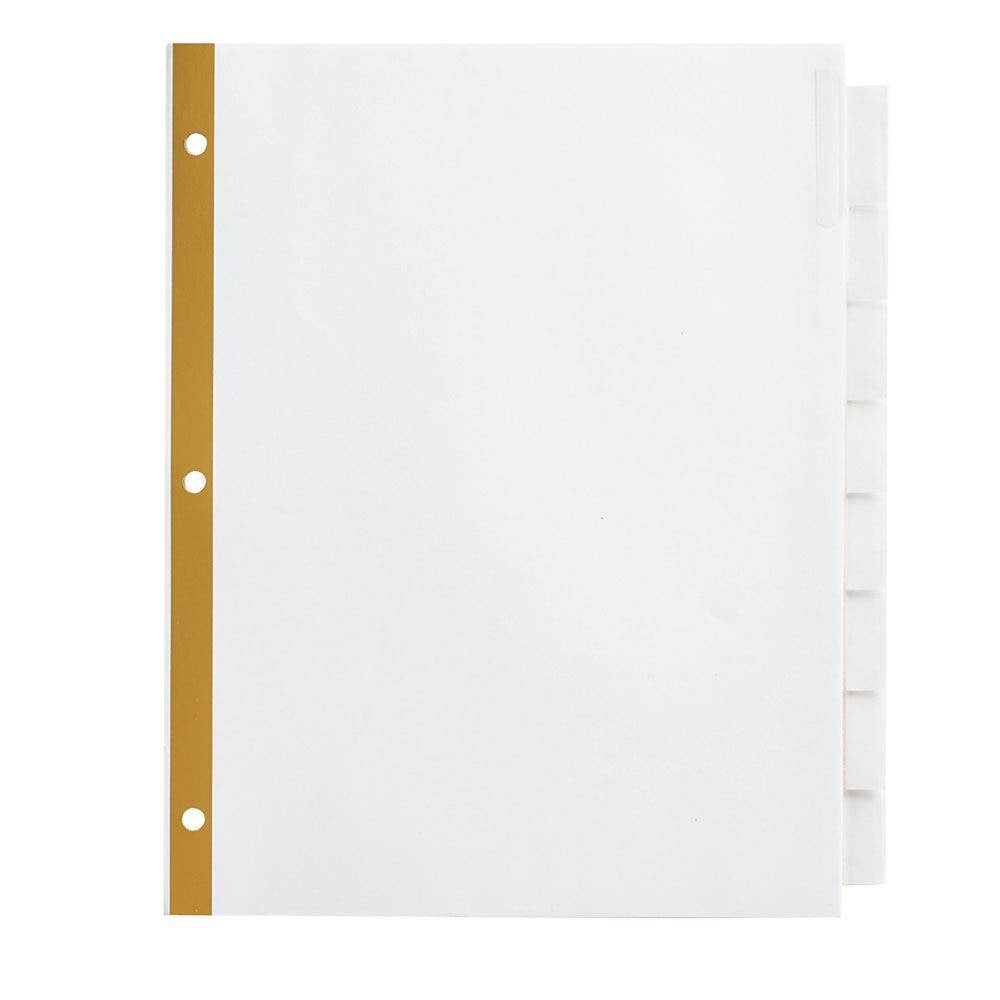 Office Depot Insertable Dividers With Big Tabs, White, Clear Tabs, 8-Tab, OD14792