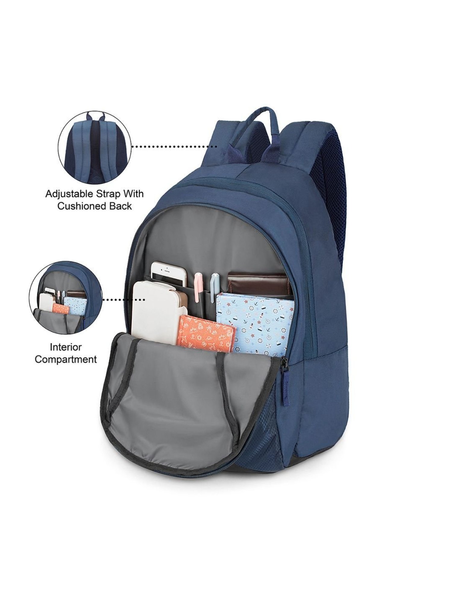 United Colors of Benetton Skylar 18 Ltrs Navy Medium Laptop Backpack