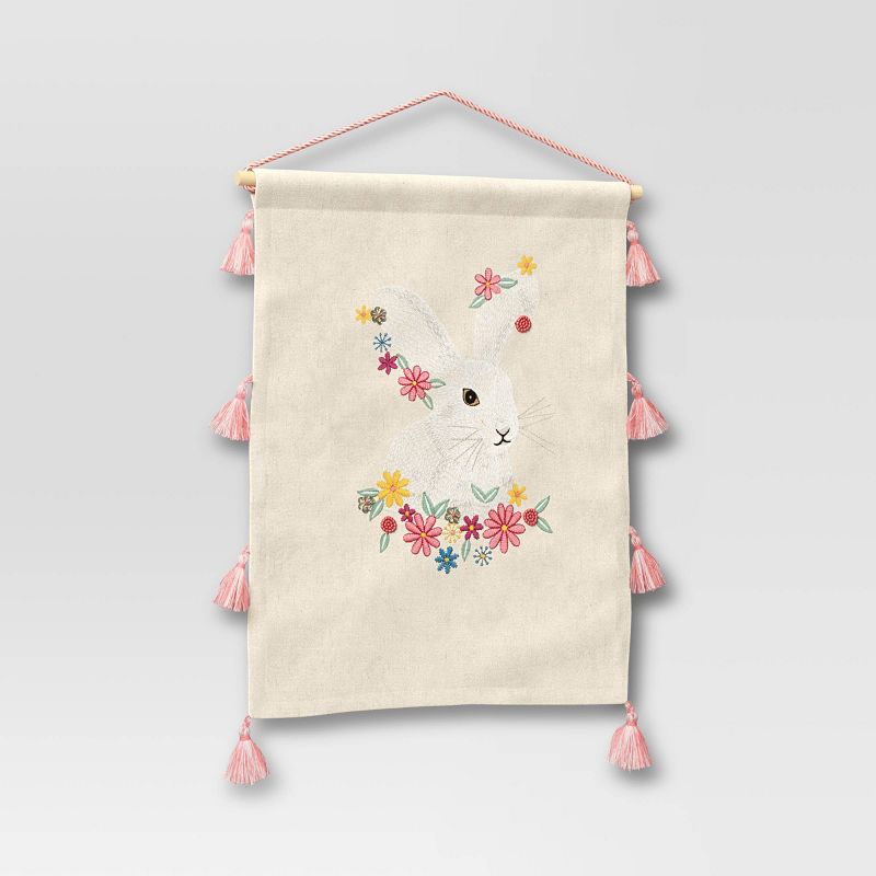 18" x 14" Embellished Easter Bunny Wall Art Natural - Opalhouse™