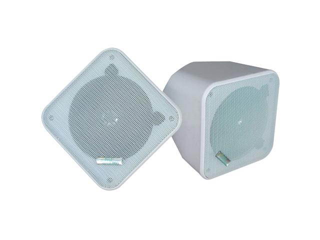 PyleHome PDWP5WT 5'' Weatherproof Indoor/ Outdoor Full Range Two-Way Multi-Mount Speaker Enclosures (White) Pair