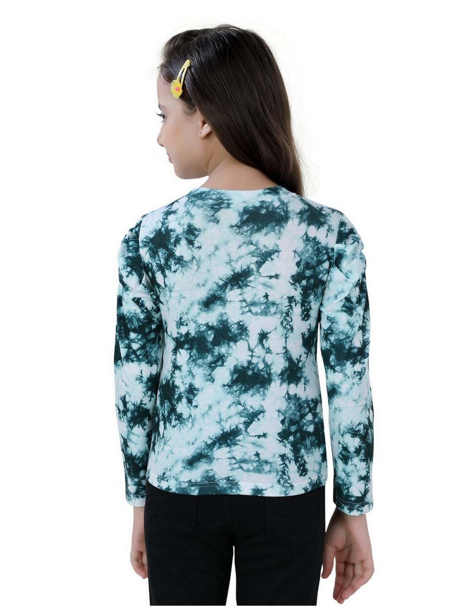 poplins Kids Blue & White Cotton Printed Full Sleeves Top