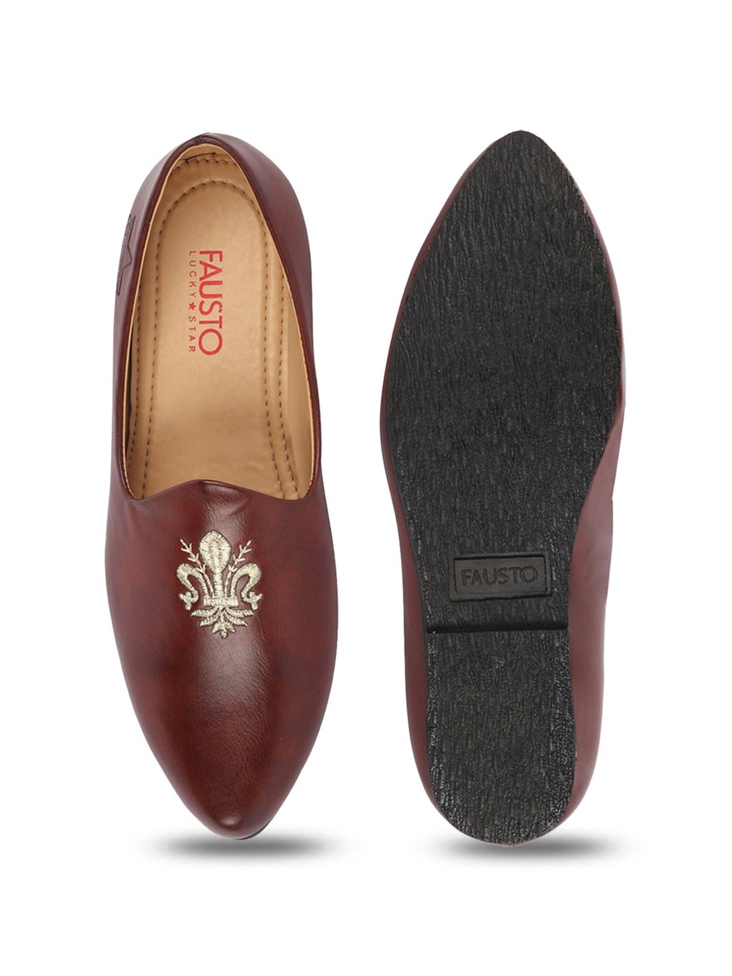 Fausto Men's Cherry Ethnic Juttis