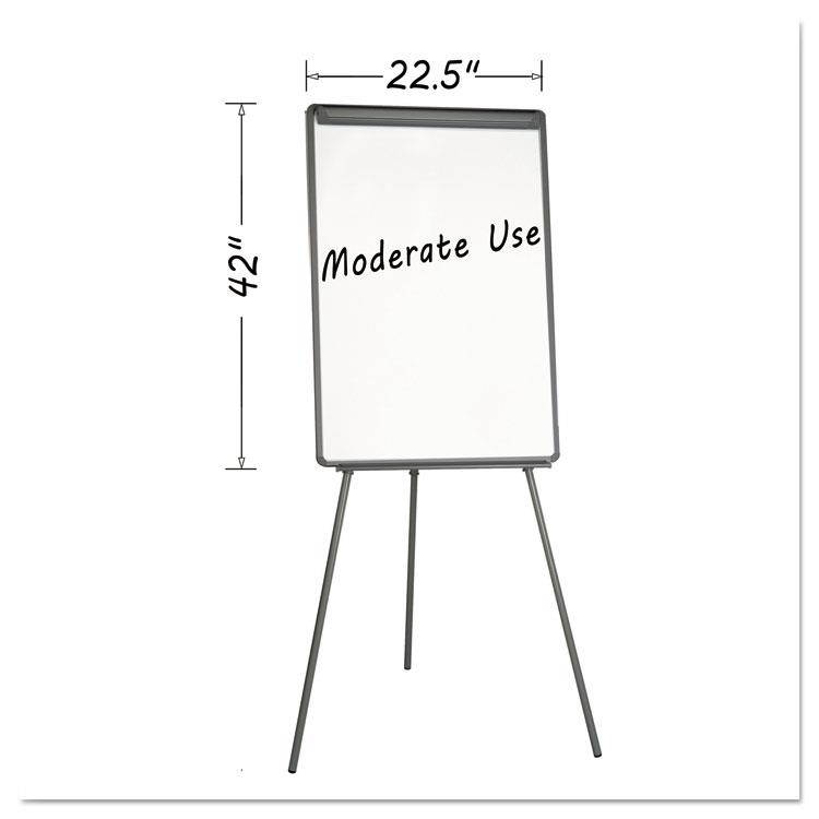 MasterVision EA2300045 Silver Easy Clean Dry Erase Tripod Presentation Easel with Extension Bars, Black