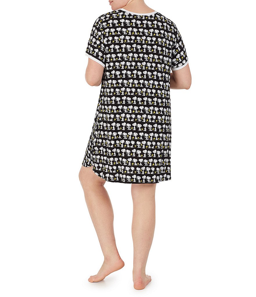Peanuts Plus Snoopy Print Jersey Knit Short Sleeve Sleepshirt