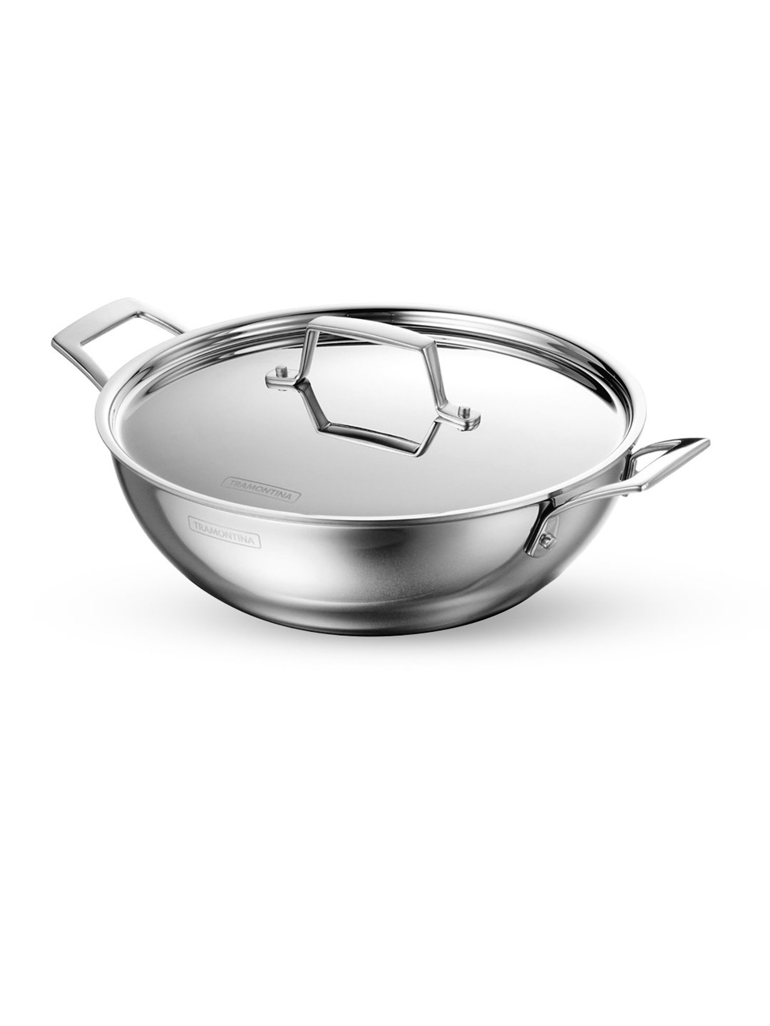 Tramontina Aeion Triply Non-Toxic Stainless Steel Kadai with lid 30cm/5.7L NSF Certified