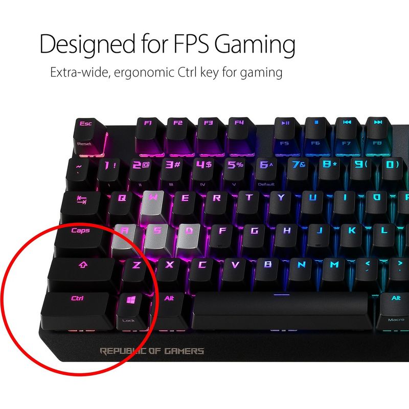 Asus ROG Strix Scope Keyboard - Cable Connectivity - USB Interface - English (US) - Windows - Mechanical Keyswitch