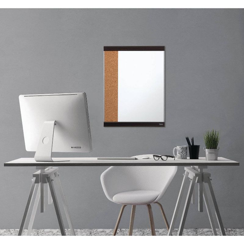 Quartet 18" x 24" Magnetic Combination Board - Aluminum & Mahogany Finish Frame