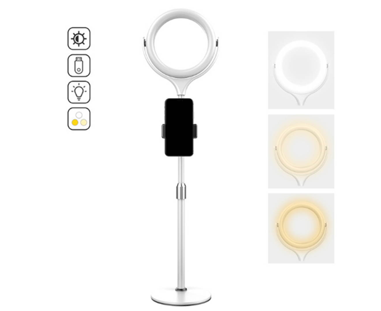 Select Mall 8 Inch Self-timer Ring Light with Stand Beauty Fill Light Live Dimmable Lamp on-Camera Video Lights