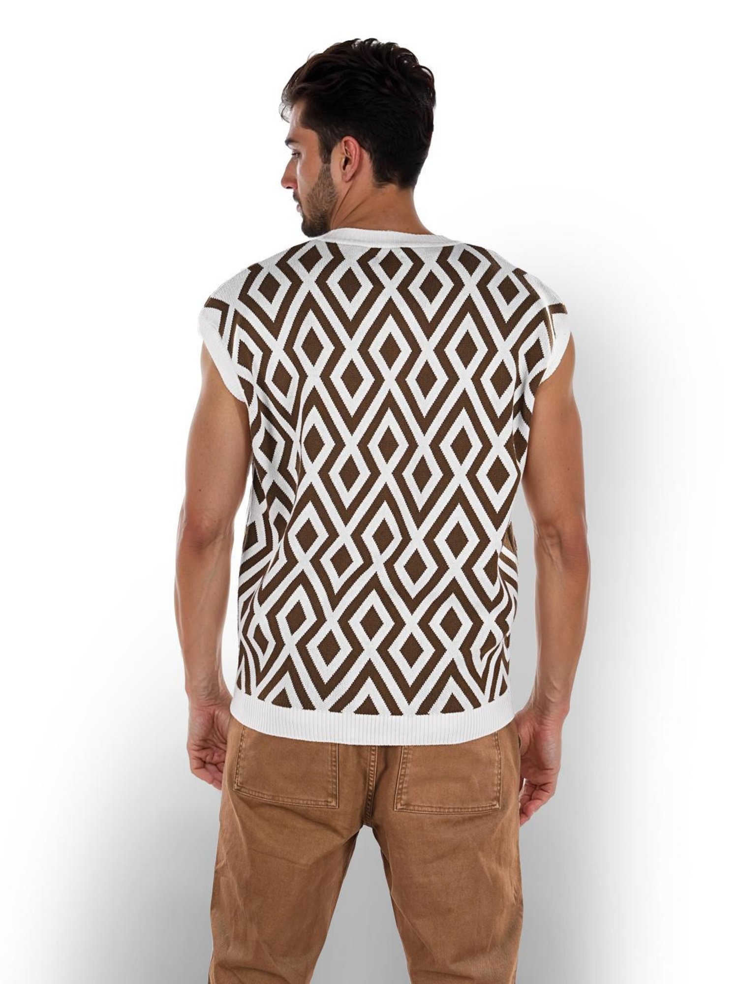 Celio* Olive Regular Fit Printed Sweater