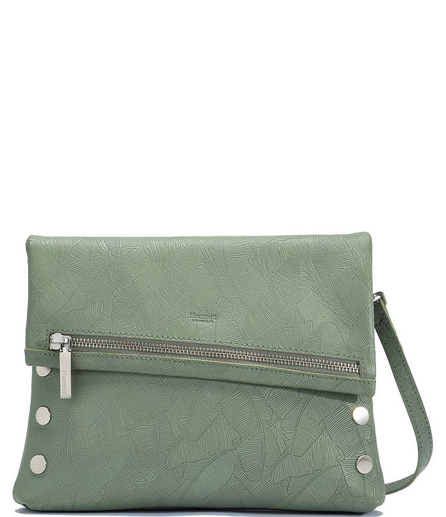 Hammitt VIP Studded Palm-Embossed Leather Fold-Over Zip Flap Medium Crossbody Bag