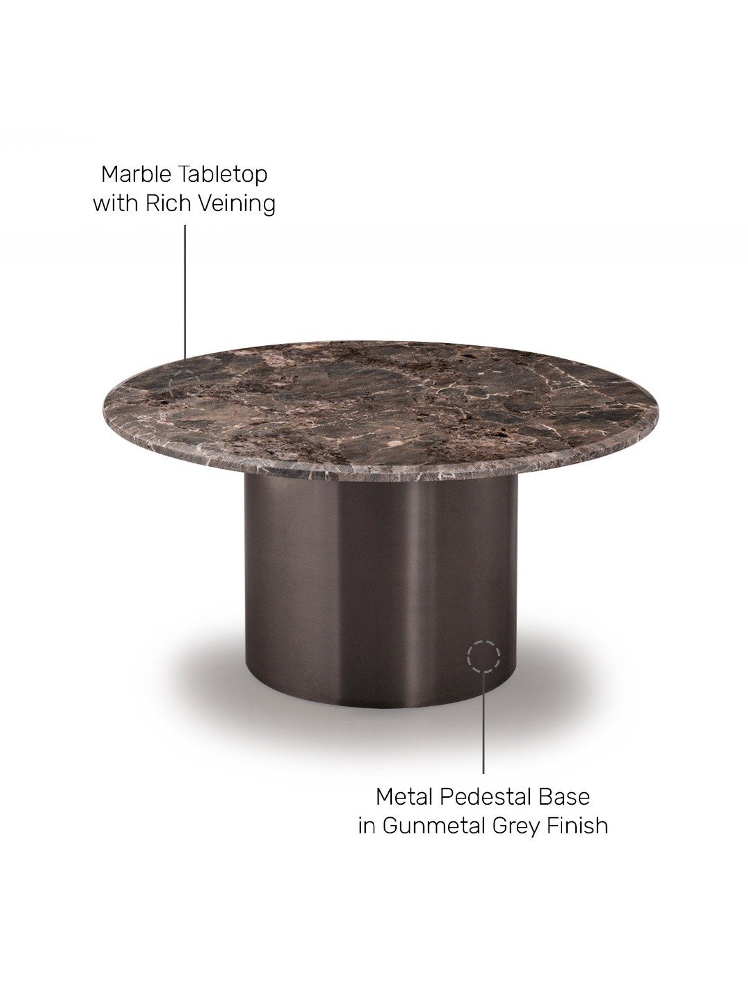 Durian Monarch Gunmetal Grey Composite Marble Coffee & Center Table