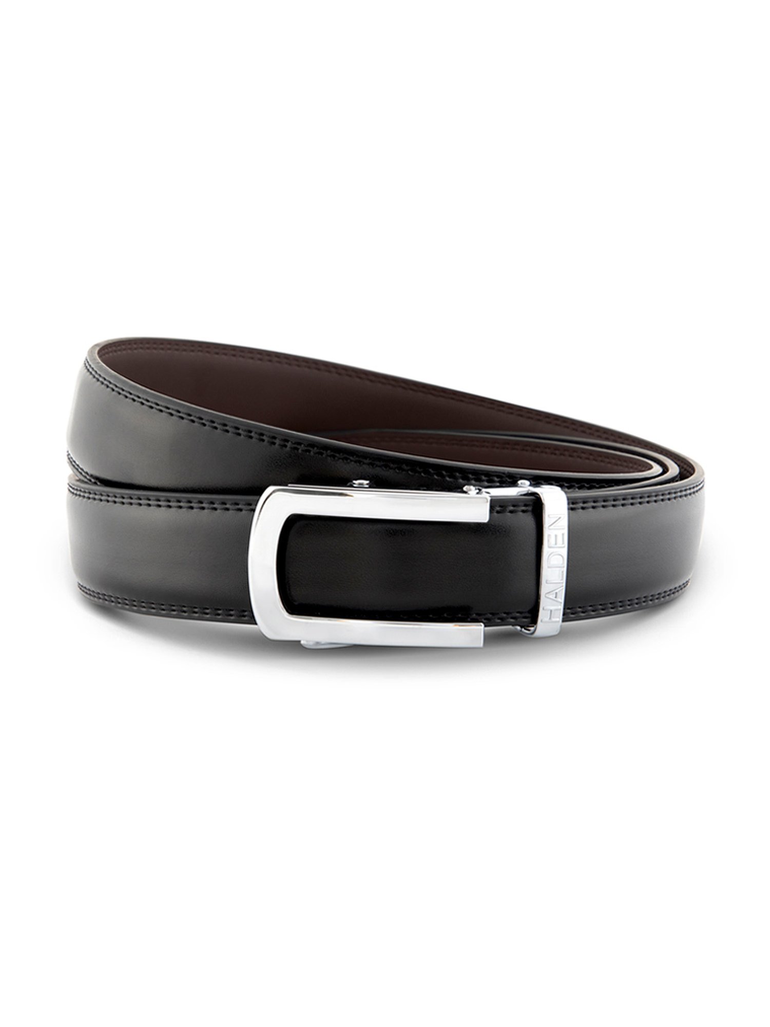 Halden Black Burley Formal Belt With Classic Silver Glossy Buckle