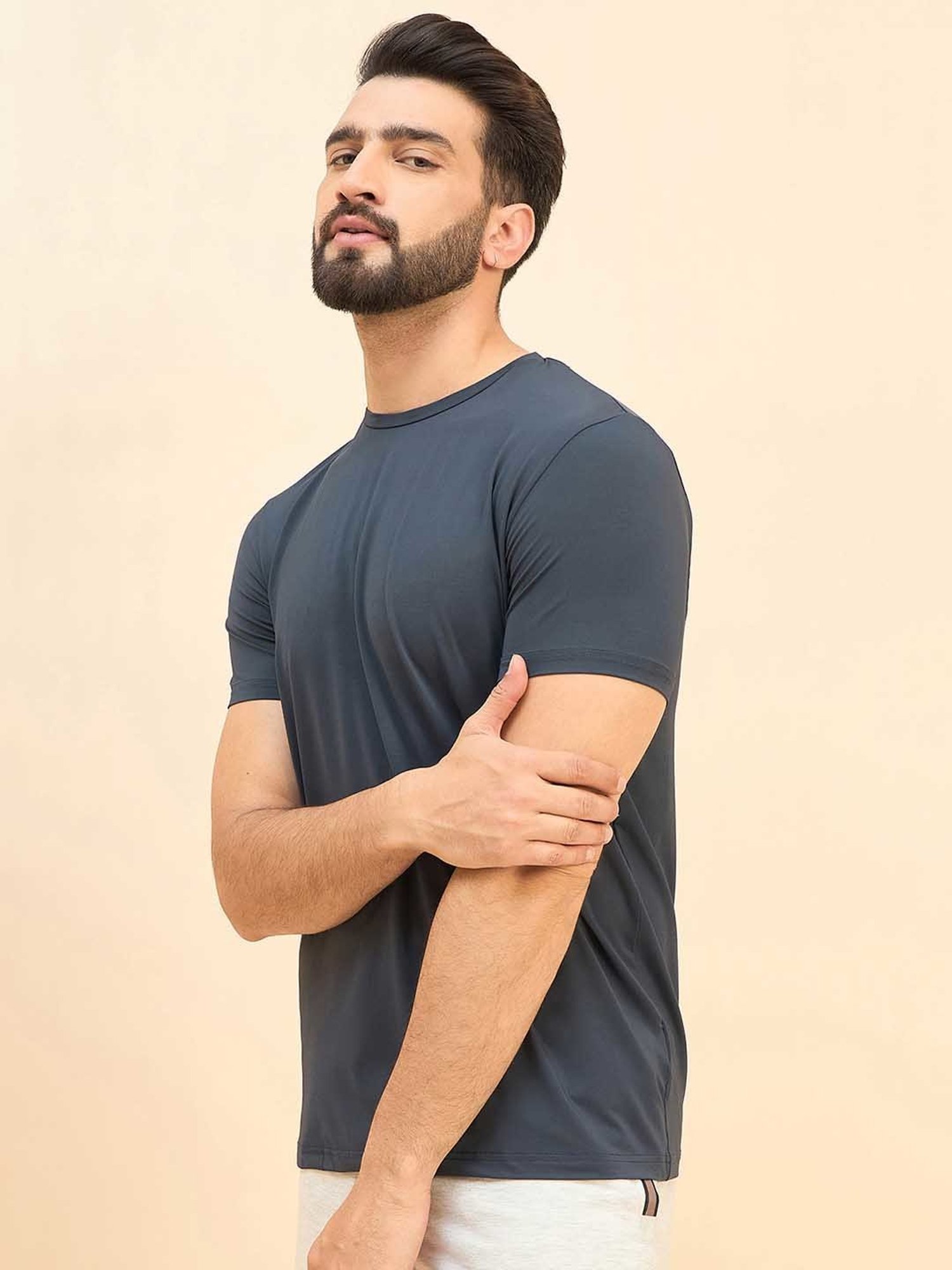 Sweet Dreams Grey Regular Fit Printed Crew T-Shirt