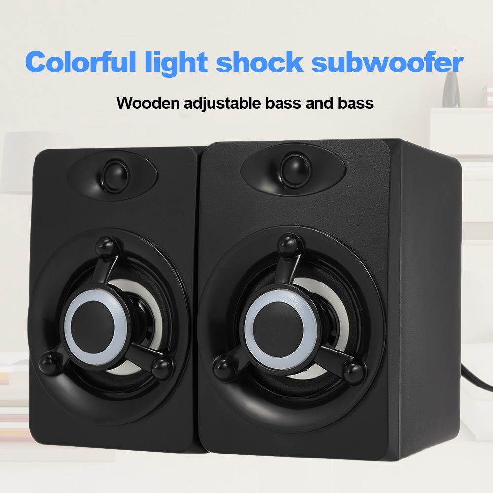 SADA V-118 USB Wired Speaker LED Computer Speaker Bass Stereo Music Player Subwoofer Sound Box for Desktop Laptop Notebook Tablet PC Smart Phone