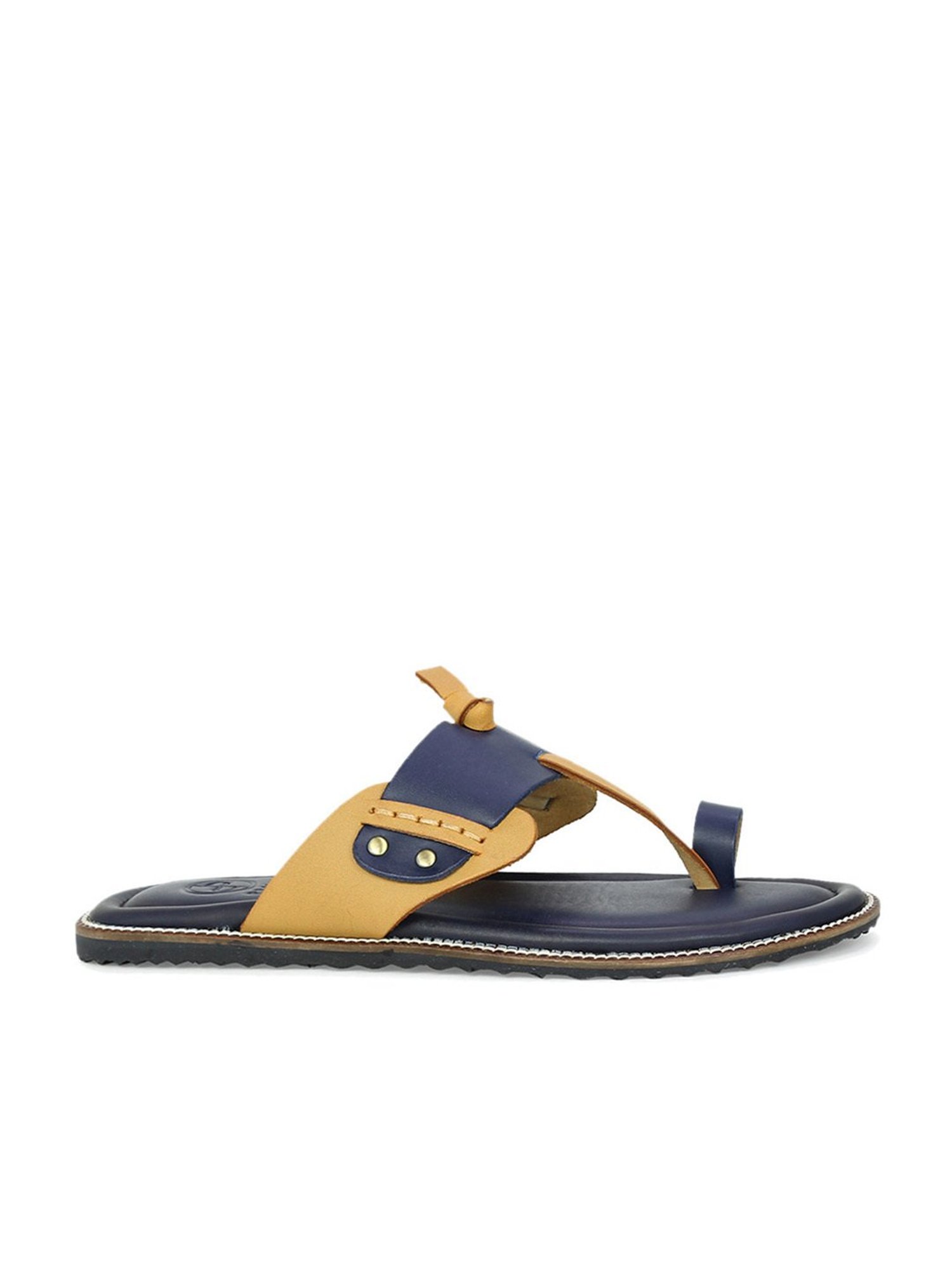 Privo by Inc.5 Men's Strapi Blue & Tan Toe Ring Sandals